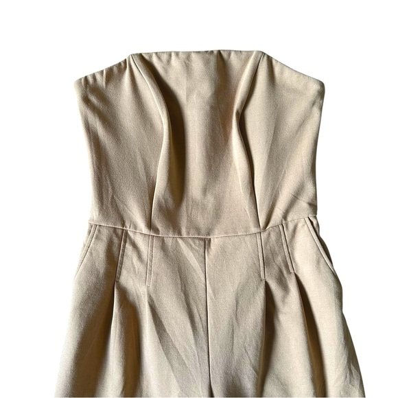 NEWPORT NEWS tan corset style strapless wide leg jumpsuit VINTAGE VIBES size 10 - Picture 2 of 6
